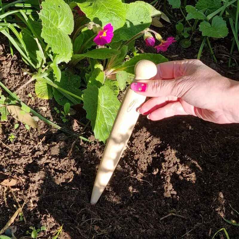 Garden Dibbers x 2 - Made from Solid Wood - Large and Small