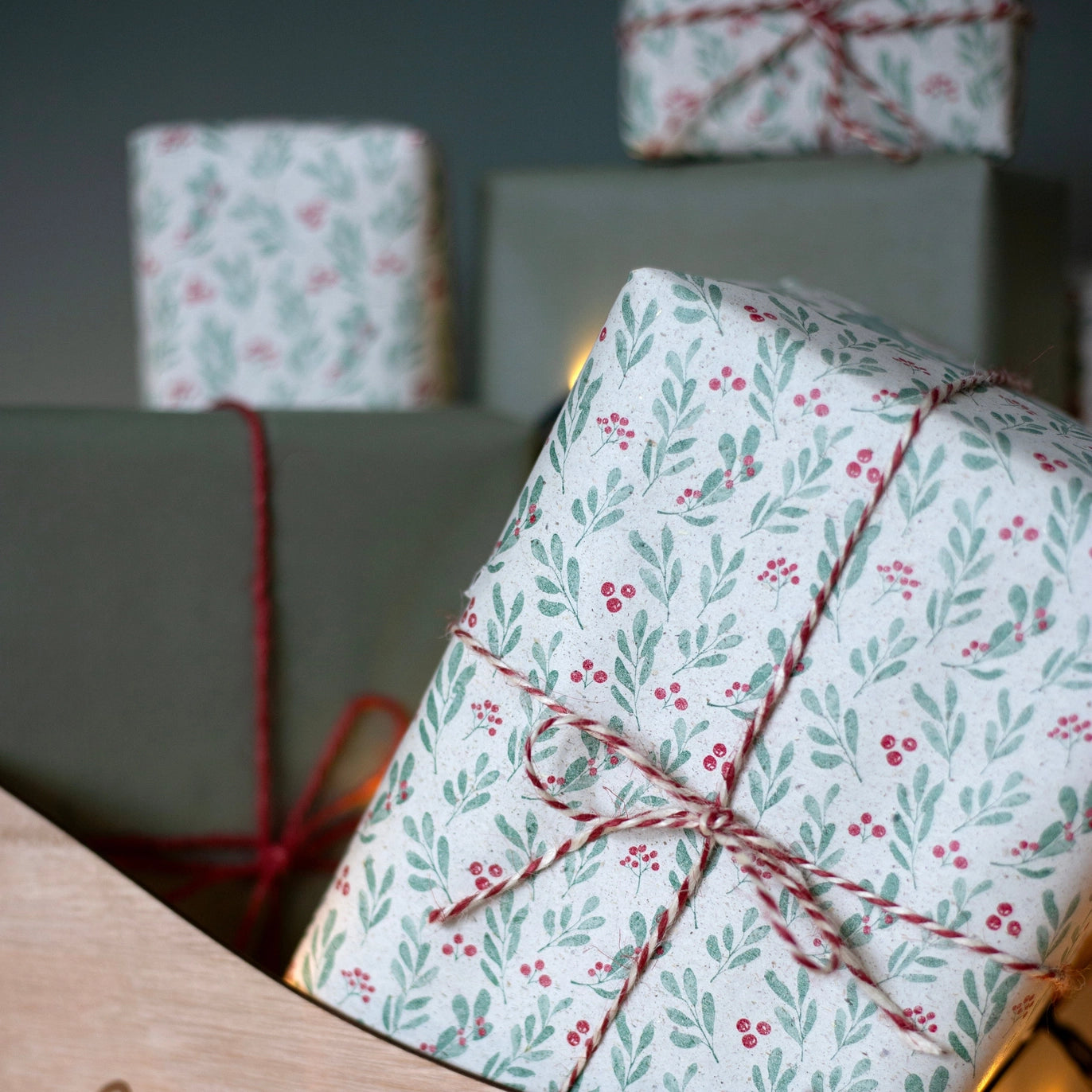 Festive Mistletoe Recycled Wrapping Paper - 5m Roll