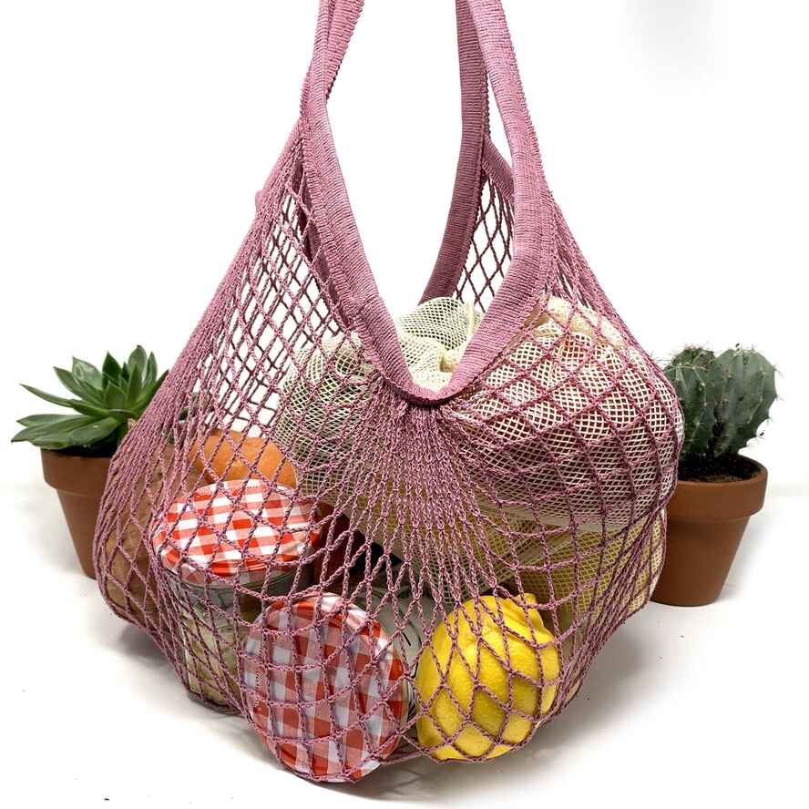 Natural Mesh Cotton Shopping Bag - Long handle