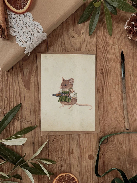 Cosy Winter Mouse Christmas Card