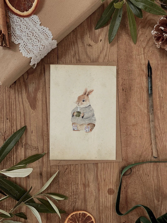 Cosy Winter Rabbit Christmas Card