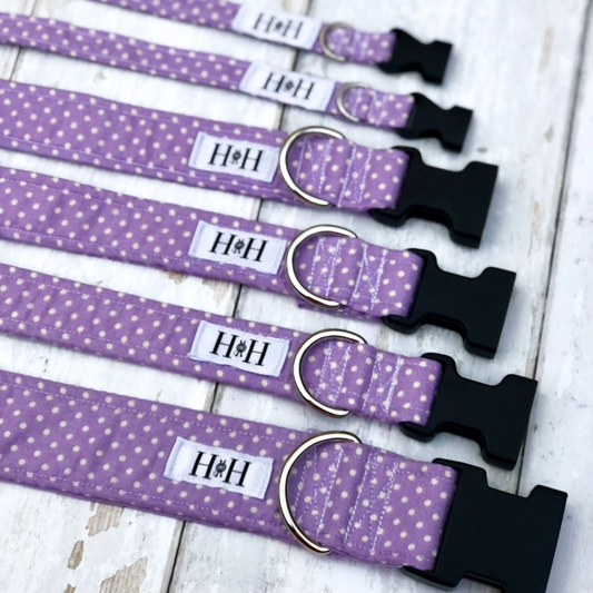 Pet Collar - Lilac Polka Dot