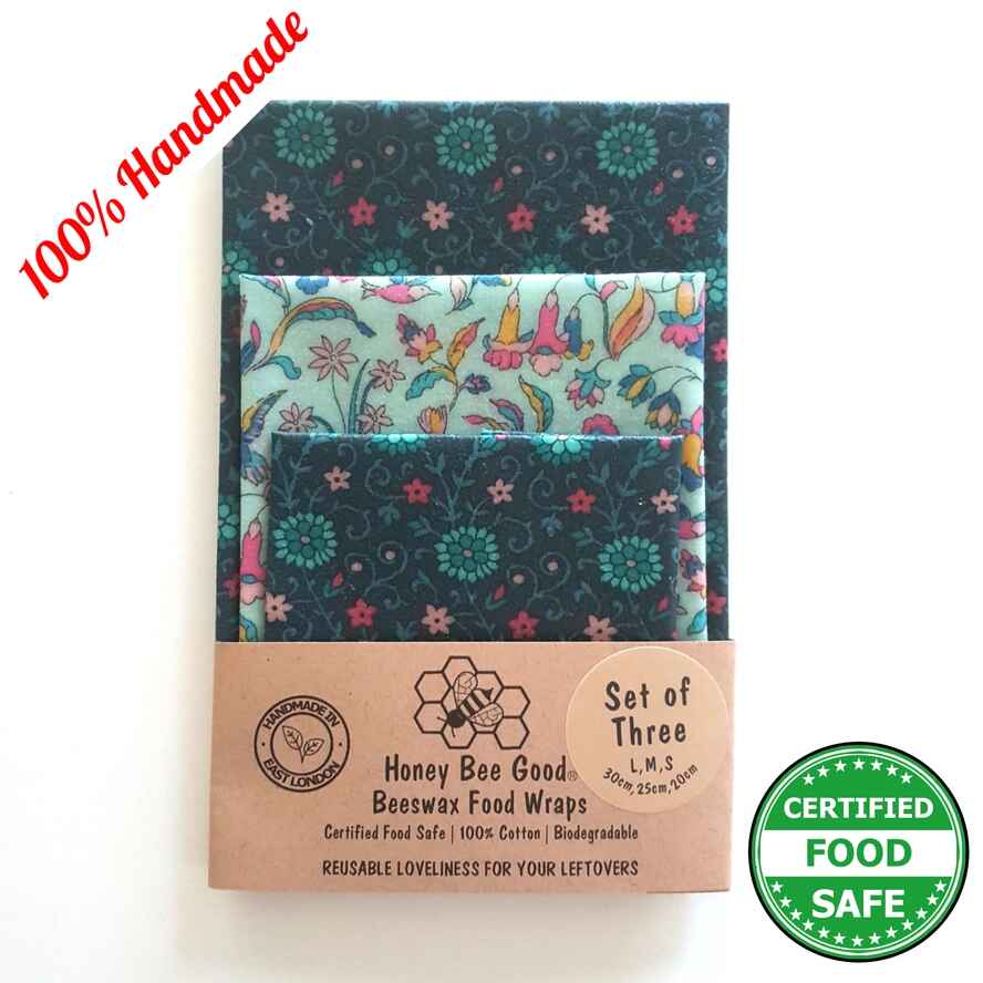 Handmade Beeswax Food Wraps (Set of 3, S, M,L)