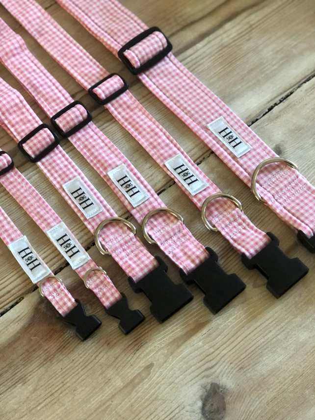 Pet Collar - Pink Gingham