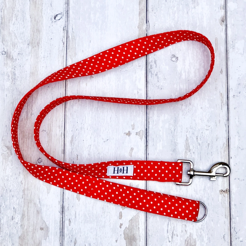 Pet Lead - Red Polka Dot