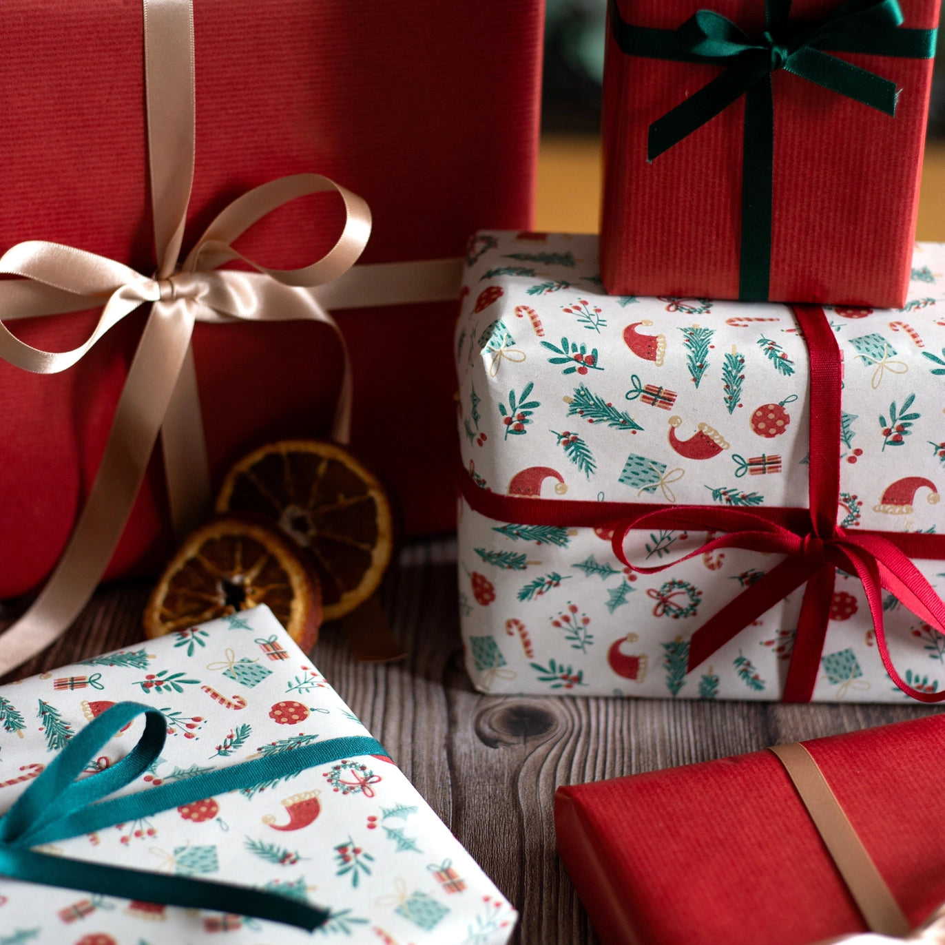 Santa Hats Recycled Wrapping Paper - 5m Roll