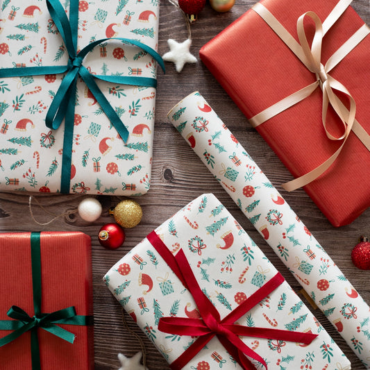 Santa Hats Recycled Wrapping Paper - 5m Roll